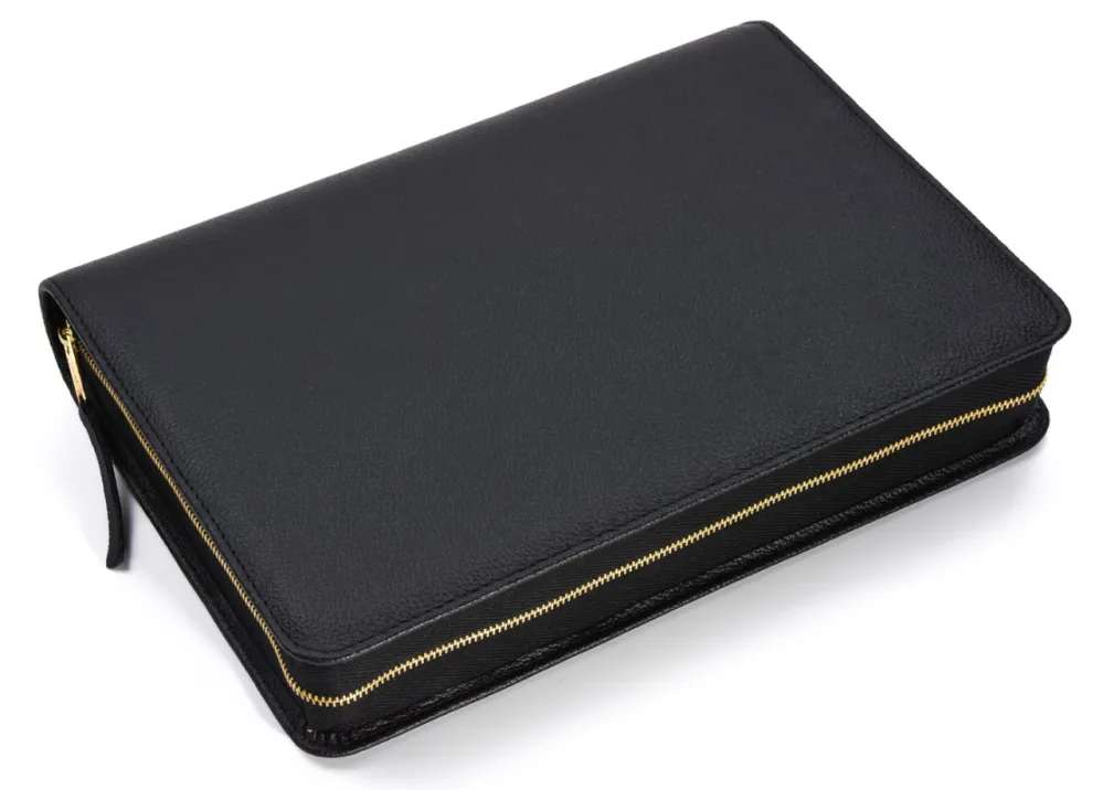 Bibelhülle für Schlachter 2000 Standardausgaben - Rindleder, fein genarbt - Schwarz