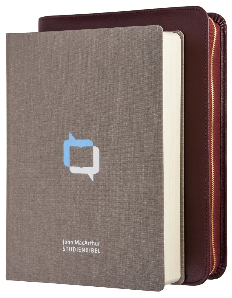 MacArthur Studienbibel mit Echtleder-Bibelhülle - Hülle in leicht genarbten Echtleder mit...