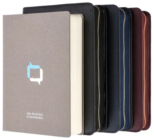 MacArthur Studienbibel mit Echtleder-Bibelhülle - Hülle in leicht genarbten Echtleder mit...