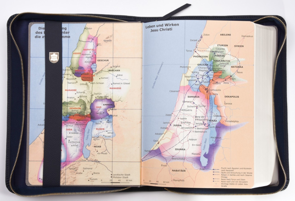 MacArthur Studienbibel mit Echtleder-Bibelhülle - Hülle in leicht genarbten Echtleder mit...