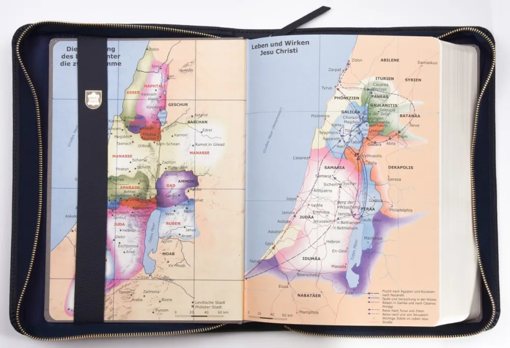 MacArthur Studienbibel mit Echtleder-Bibelhülle - Hülle in leicht genarbten Echtleder mit...