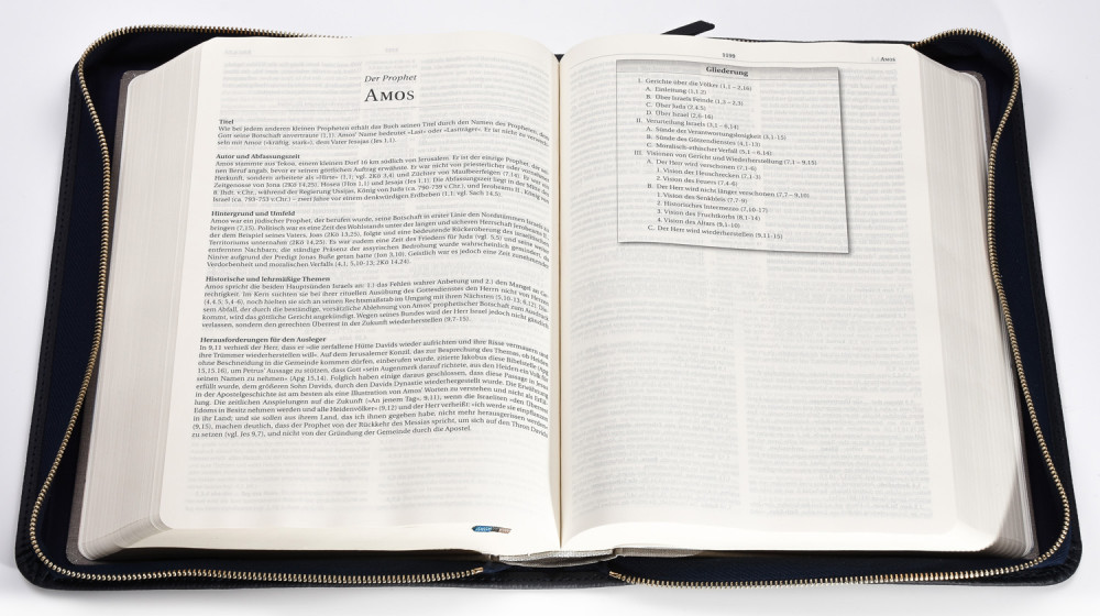 MacArthur Studienbibel mit Echtleder-Bibelhülle - Hülle in leicht genarbten Echtleder mit...