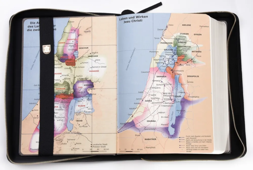 MacArthur Studienbibel mit Echtleder-Bibelhülle - Hülle in leicht genarbten Echtleder mit...