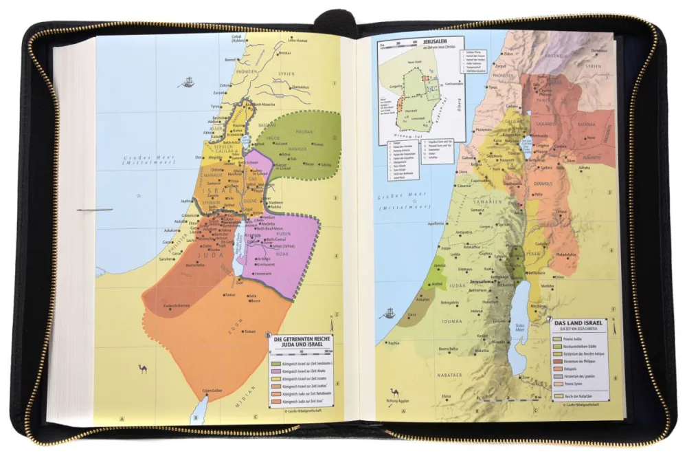 Schlachter 2000 Standardausgabe mit Echtleder-Bibelhülle - Hülle in leicht genarbten Echtleder...
