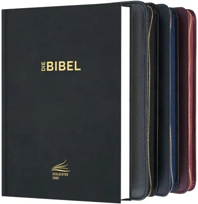 Schlachter 2000 Standardausgabe mit Echtleder-Bibelhülle - Hülle in leicht genarbten Echtleder...