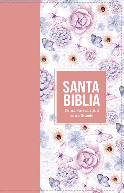 Espagnol, Bible, Reina Valera 1960, gros caractères, moyen format, similicuir rose clair - Biblia...