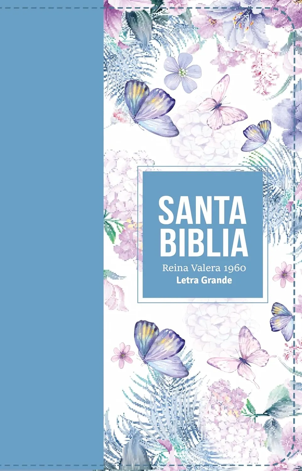 Espagnol, Bible, Reina Valera 1960, gros caractères, moyen format, similicuir bleu clair - Biblia...