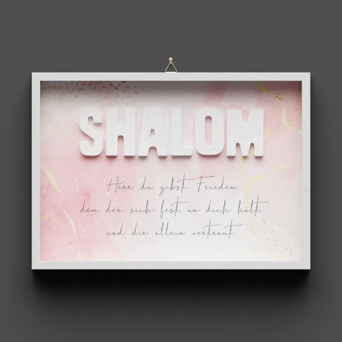 Cementini Wandbild A4 SHALOM - Mit weissbemalte Betonbuchstaben