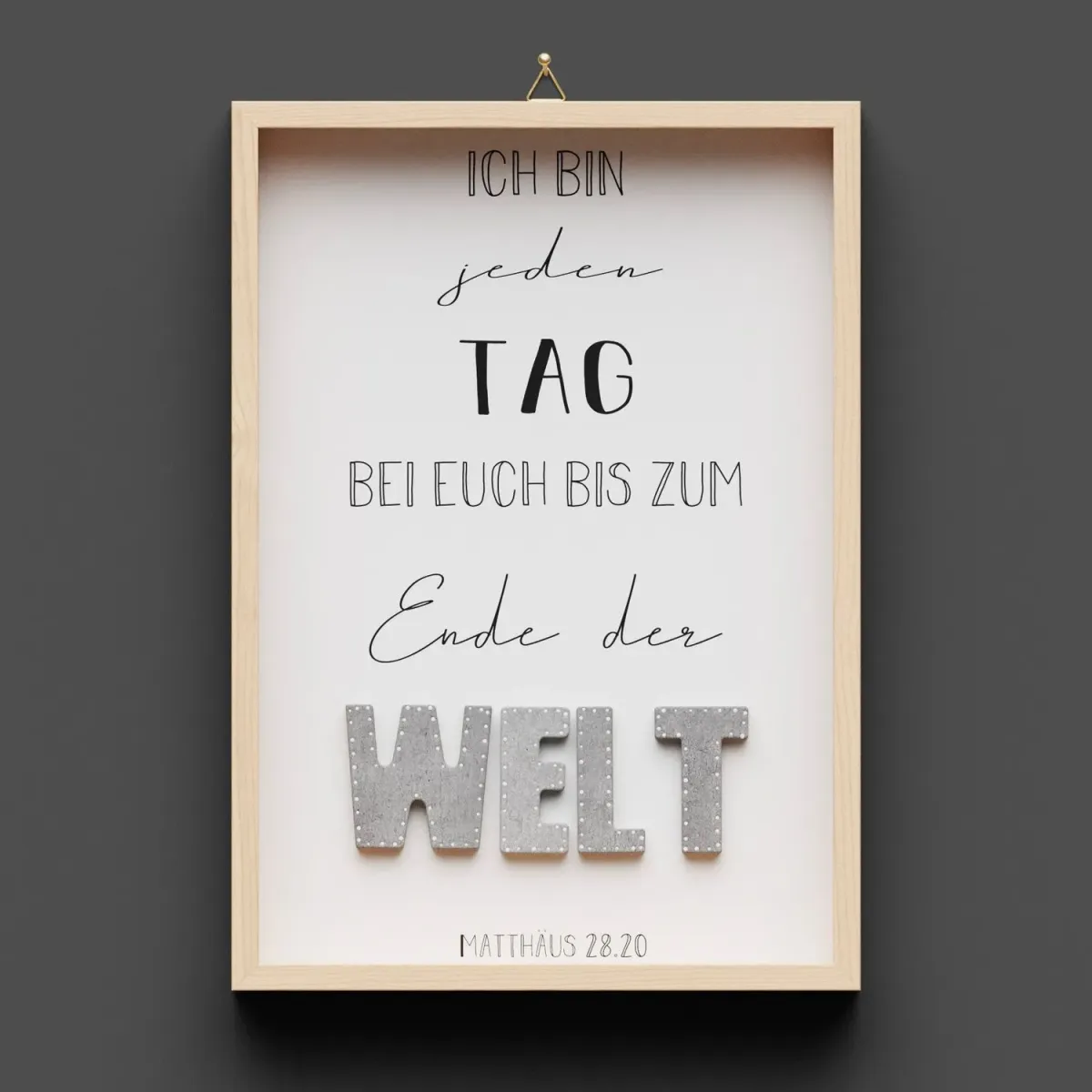 Cementini Wandbild aus Holz WELT Mt. 28.20 - Ich bin bei euch bis zum Ende der Welt