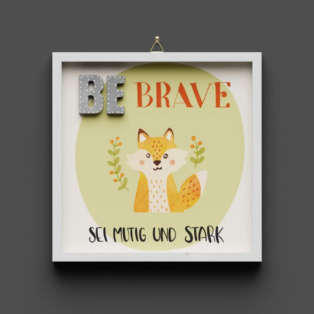 Cementini Wandbild Be brave Fuchs - Kinderdeko mit Aufhänger