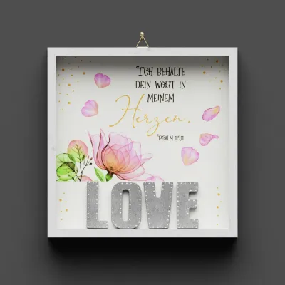 Cementini Wandbild LOVE Ps 119,11 - Dekobild mit Aufhängung, Lovely - Motiv