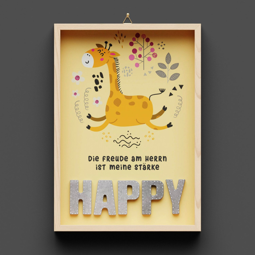 Cementini Wandbild A4 HAPPY Giraffe