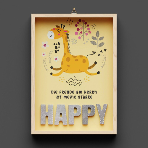 Cementini Wandbild A4 HAPPY Giraffe
