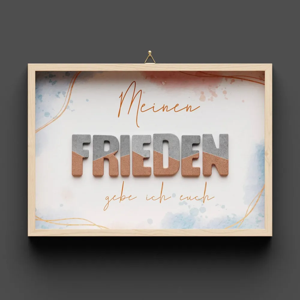 Cementini Wandbild FRIEDEN - aus Holz & Betonbuchstaben