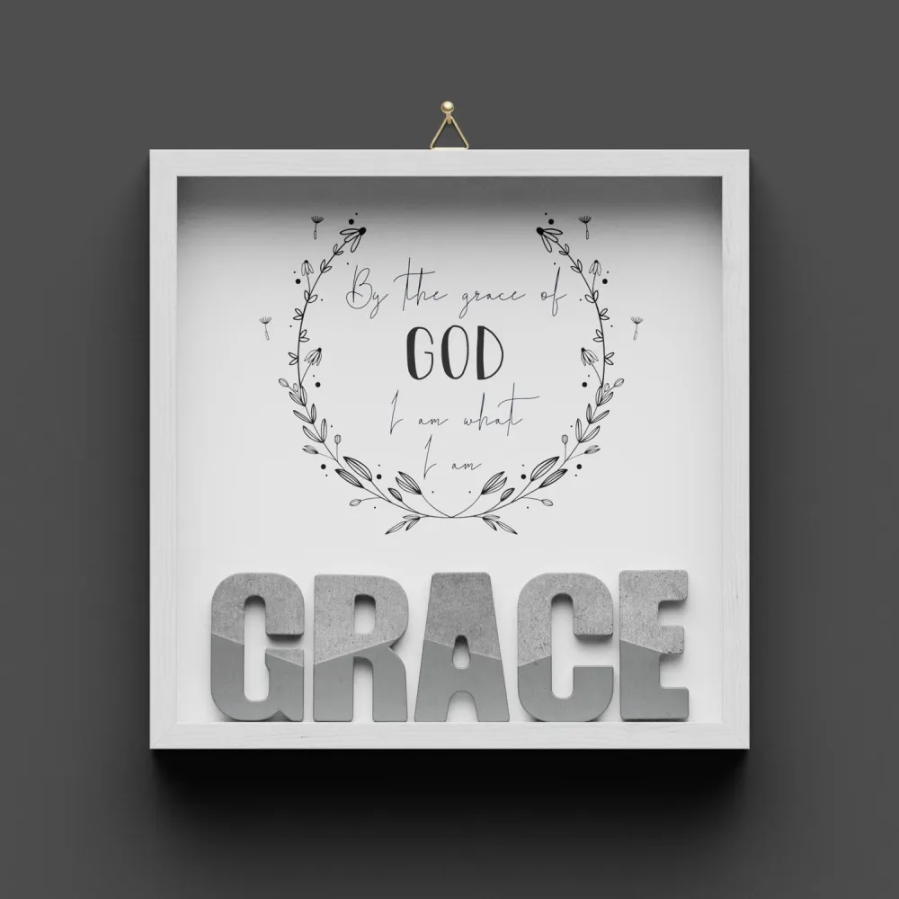 Cementini Wandbild GRACE - Holzrahmen weiss lackiert mit Aufhänger - 20x20cm