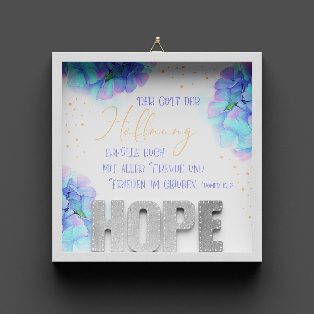 Cementini Wandbild HOPE Röm. 15,13 - Dekobild mit Aufhängung, Lovely - Motiv
