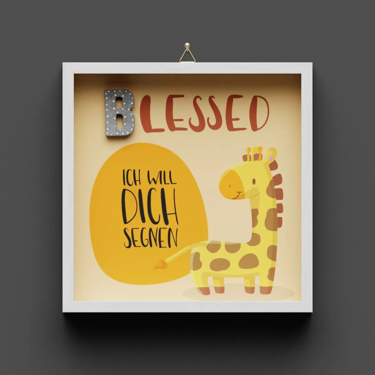 Cementini Wandbild  BLESSED Giraffe - Kinderdeko mit Aufhängung