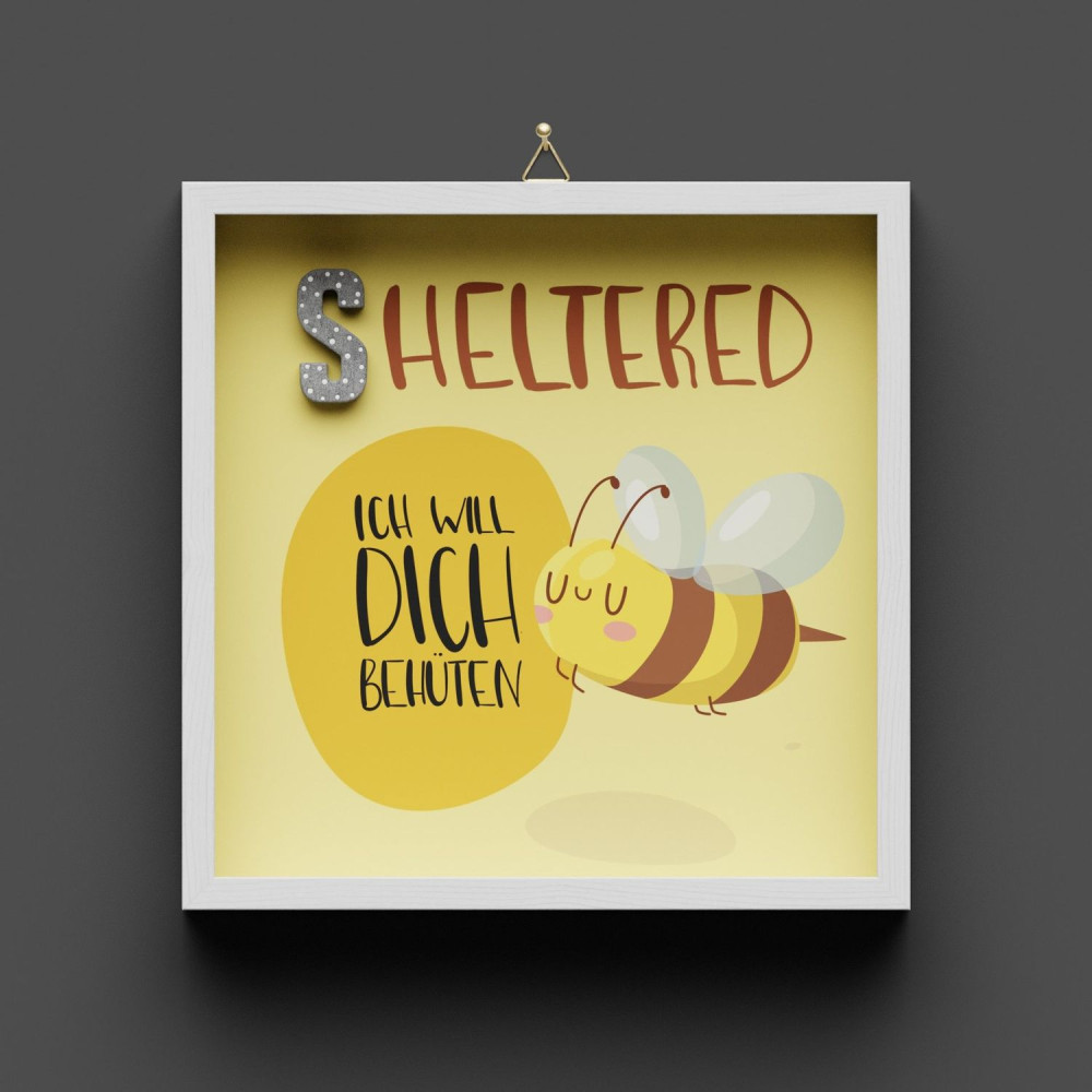 Cementini Wandbild GUARDED Biene - Kinderdeko mit Aufhängung