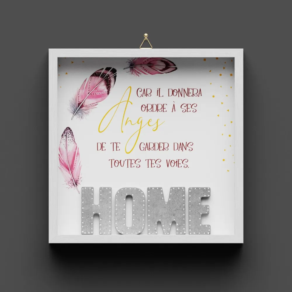 Französisch Cementini Wandbild HOME - Denn er hat seinen Engeln befohlen, dass sie dich behüten...