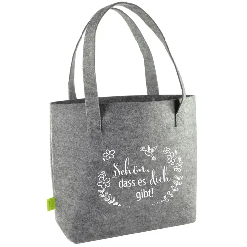 Schön, dass es dich gibt - Shopper aus recyceltem PET-Filz