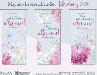 Gott spricht: Siehe, ich mache alles - Magnet-Lesezeichen-Set (3 Lesezeichen) - Jahreslosung 2026