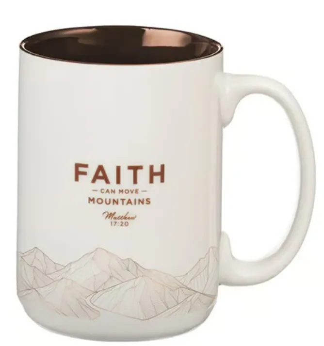 Tasse - Glaube der Berge versetzt - weiss, Bergmotif, 325ml