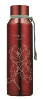 Edelstahl Wasserflasche - Vertrau - rot, Blumenmotif, 710ml