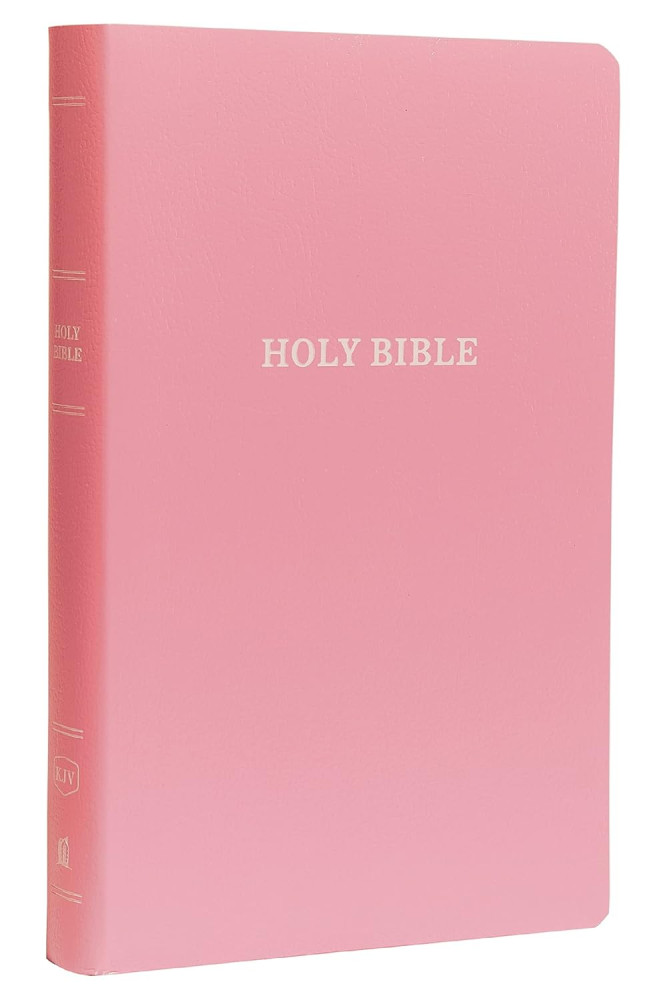 Anglais, Bible, King James Version, similicuir rose, paroles de Jésus en rouge - KJV Holy Bible:...