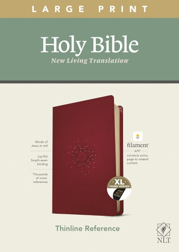 Anglais, Bible, New Living Translation, gros caractères, Filamnet Edition, similicuir rouge, avec...