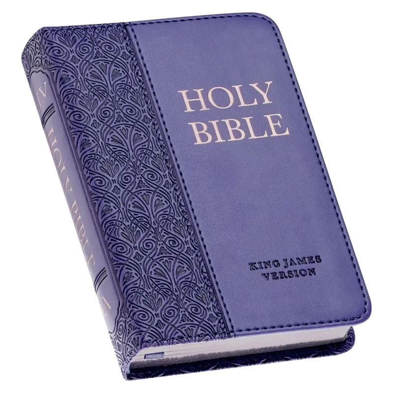Anglais, Bible, King James Version, format mini, similicuir violet, paroles de Jésus en rouge -...