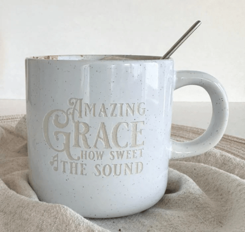 Tasse Shiny - Amazing Grace - Steingut lakiert, weiss gesprenkelt, 320ml