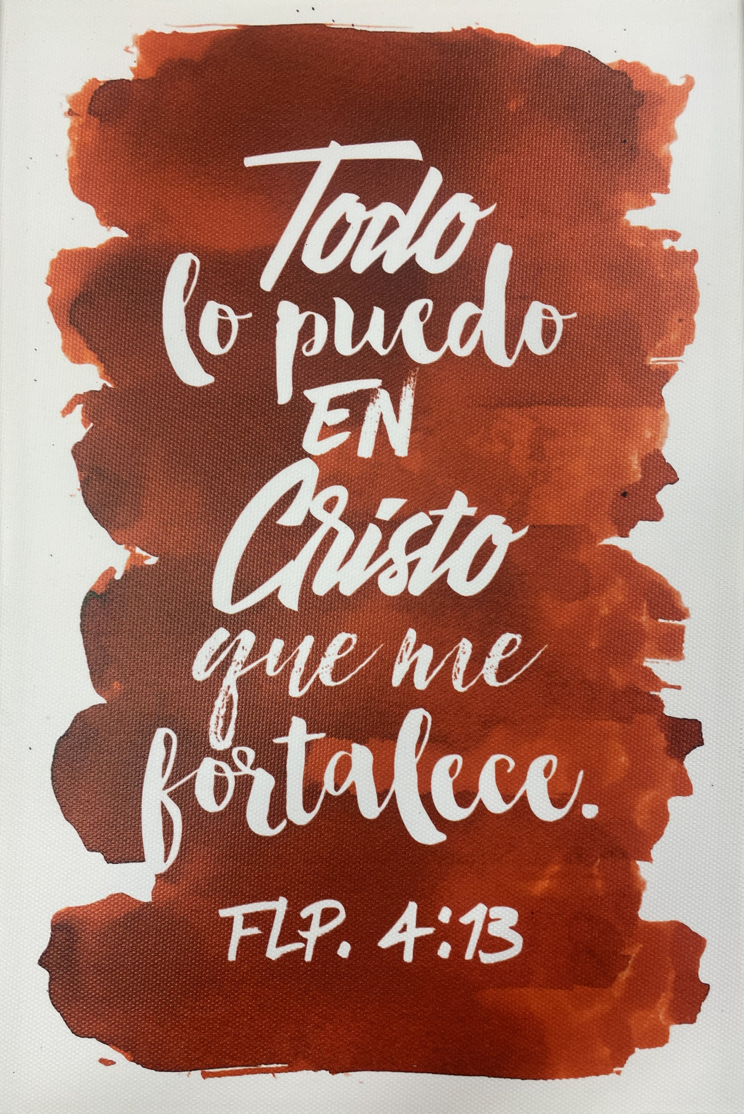 Tableau aquarelle intense, espagnol Philippiens 4:13 - 20 x 30 cm