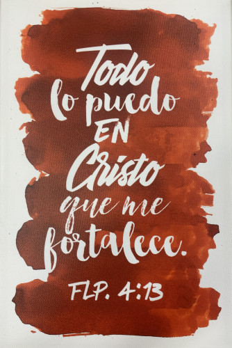 Tableau aquarelle intense, espagnol Philippiens 4:13 - 20 x 30 cm