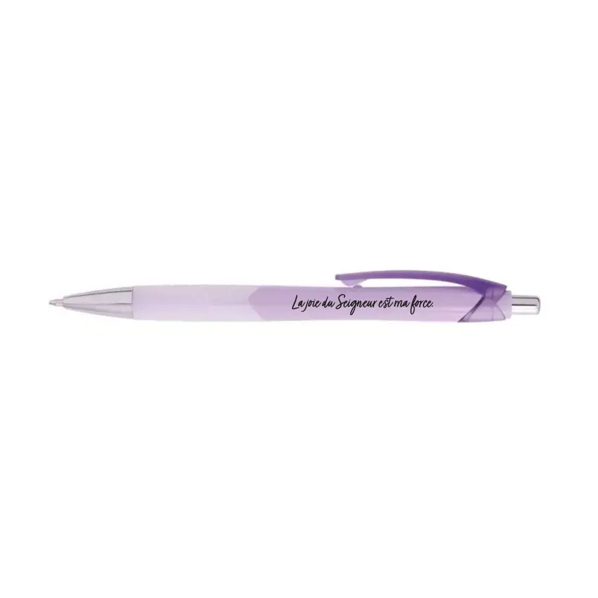 Stylo Antonin violet - "La joie du Seigneur est ma force."