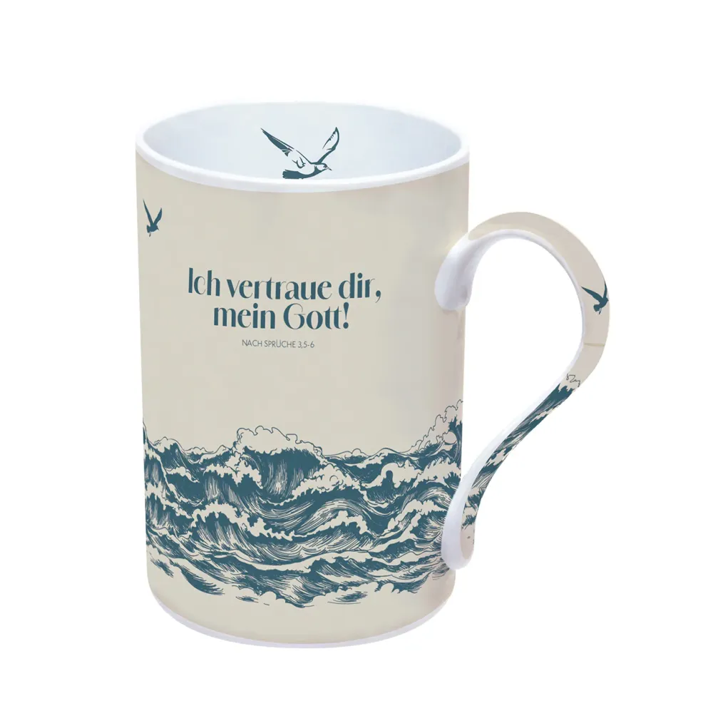 Tasse - Ich vertraue dir, mein Gott - weiss, 270ml, Motiv Meer