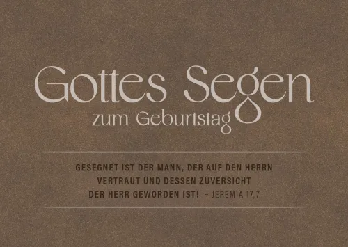 Postkarte Gottes Segen zum Geburtstag - Jeremia 17,7