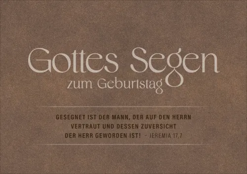 Faltkarte Gottes Segen zum Geburtstag - Jeremia 17,7