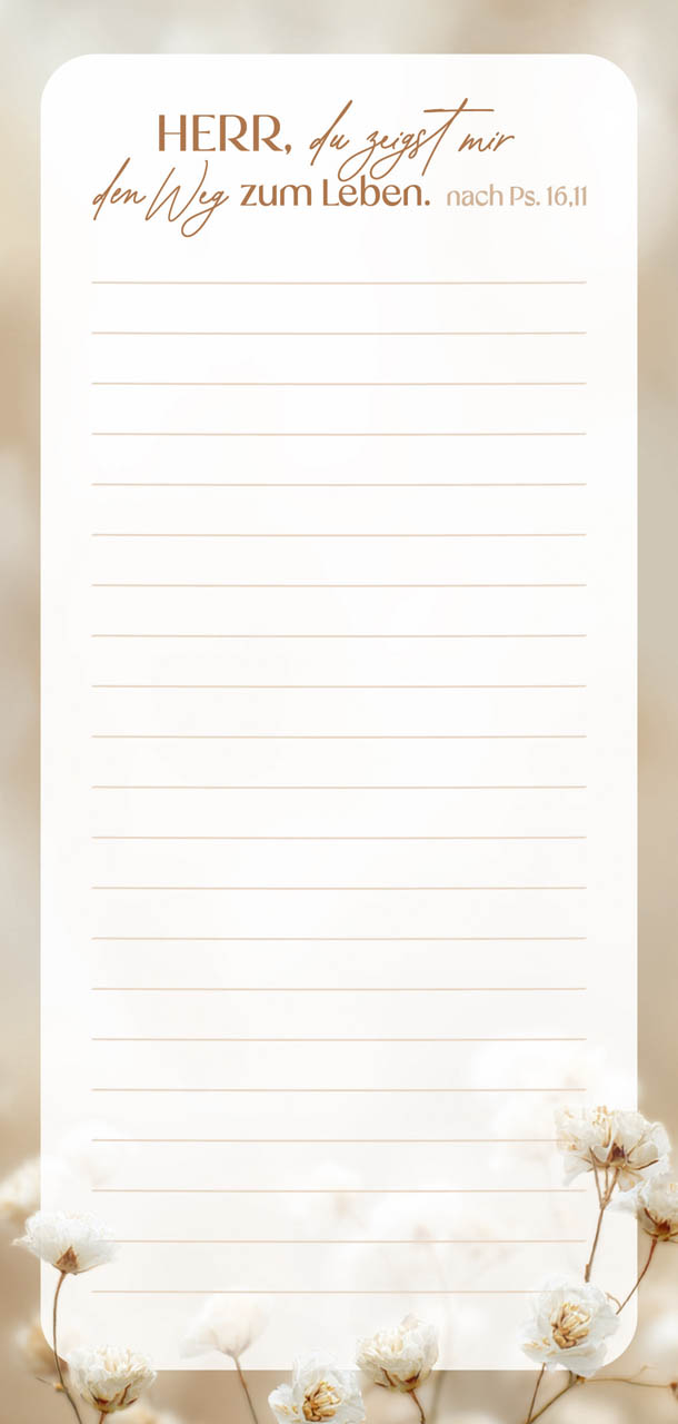 Küchen-Notizblock Notizen - Schleierkraut - nach Ps. 16.11