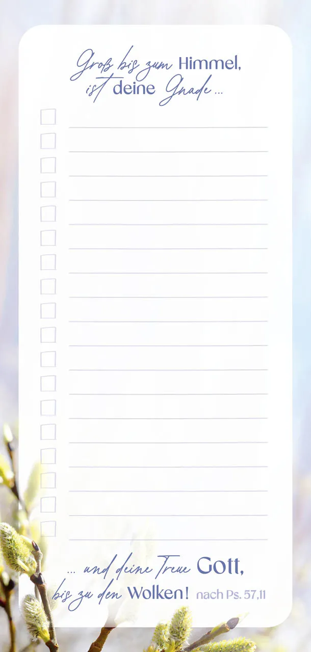 Küchen-Notizblock Einkäufe - Weidenkätzchen