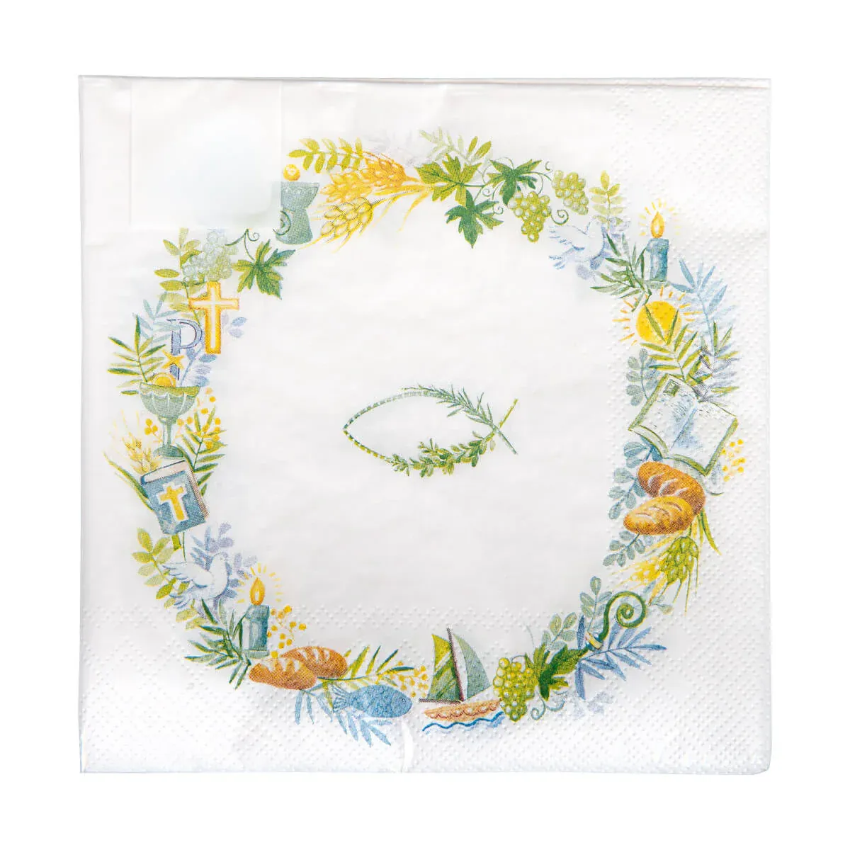 Kranz mit Fischsymbol - Servietten 20 Stück