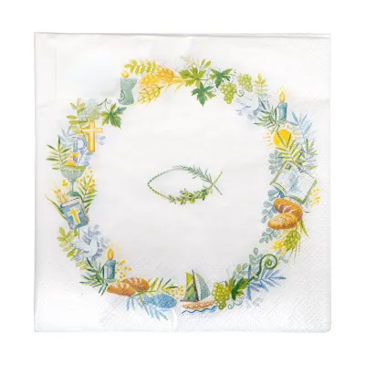 Kranz mit Fischsymbol - Servietten 20 Stück