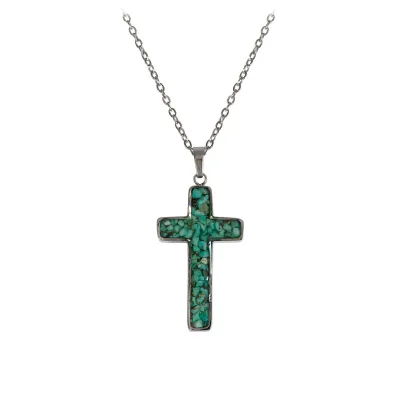 Kreuz - Halskette mit Anhänger - Edelstahl - Kreuz 1,5 x 2.6 cm