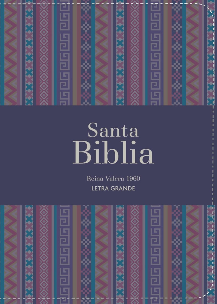 Espagnol, Bible, Reina Valera 1960, compacte, grands caractères, similicuir violet, motif tissu -...