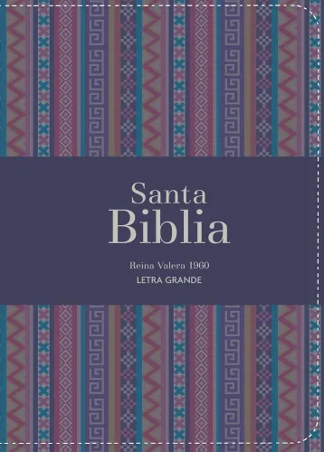 Espagnol, Bible, Reina Valera 1960, compacte, grands caractères, similicuir violet, motif tissu -...