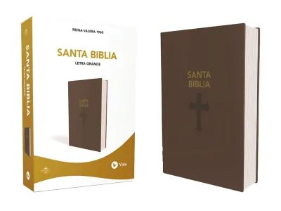 Espagnol, Bible, Reina Valera 1960, gros caractères, similicuir café,paroles de Jésus en rouge -...