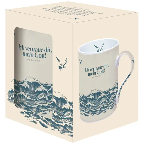 Tasse - Ich vertraue dir, mein Gott - weiss, 270ml, Motiv Meer