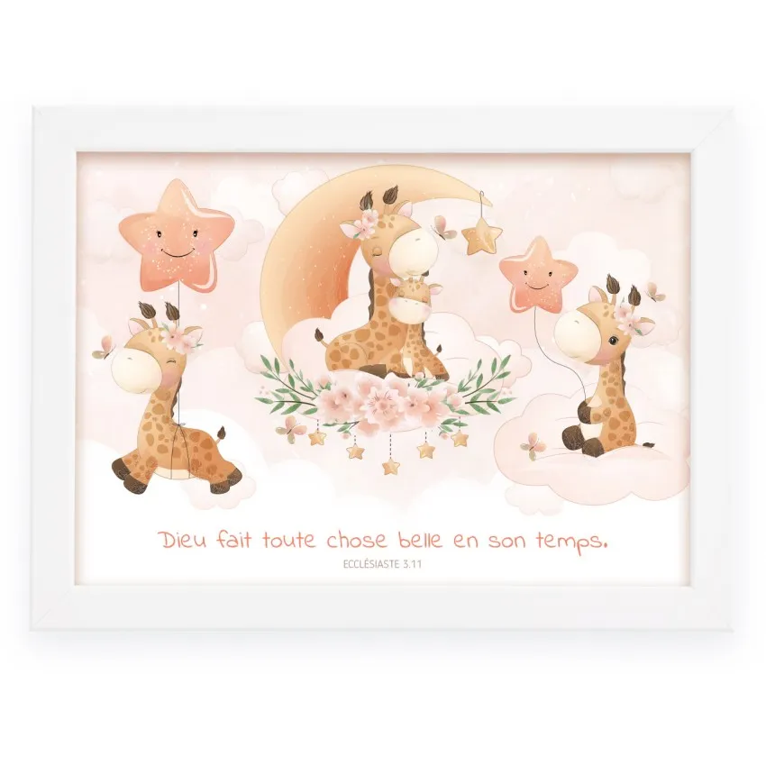 Cadre poster enfant girafon