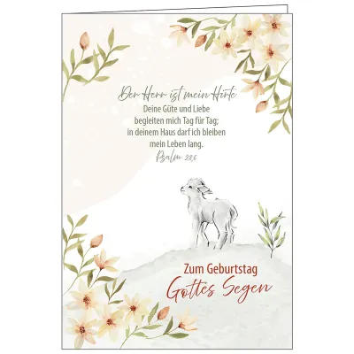 Faltkarte - Zum Geburtstag Gottes Segen - Psalm 23 - mit Umschlag