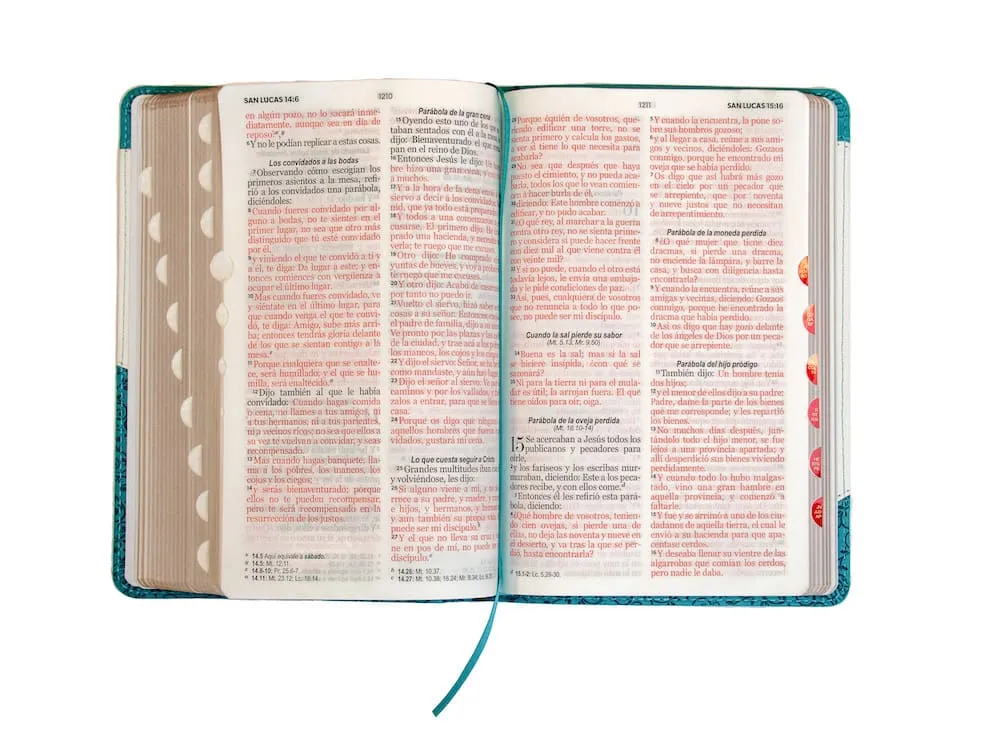 Spanisch, Bibel Reina Valera, Taschenformat - gebunden Kunstleder blau, Griffregister,...