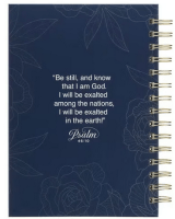 Notizbuch - Be still and know / Sei still und wisse - mit Spiralbindung, blau, Rosen